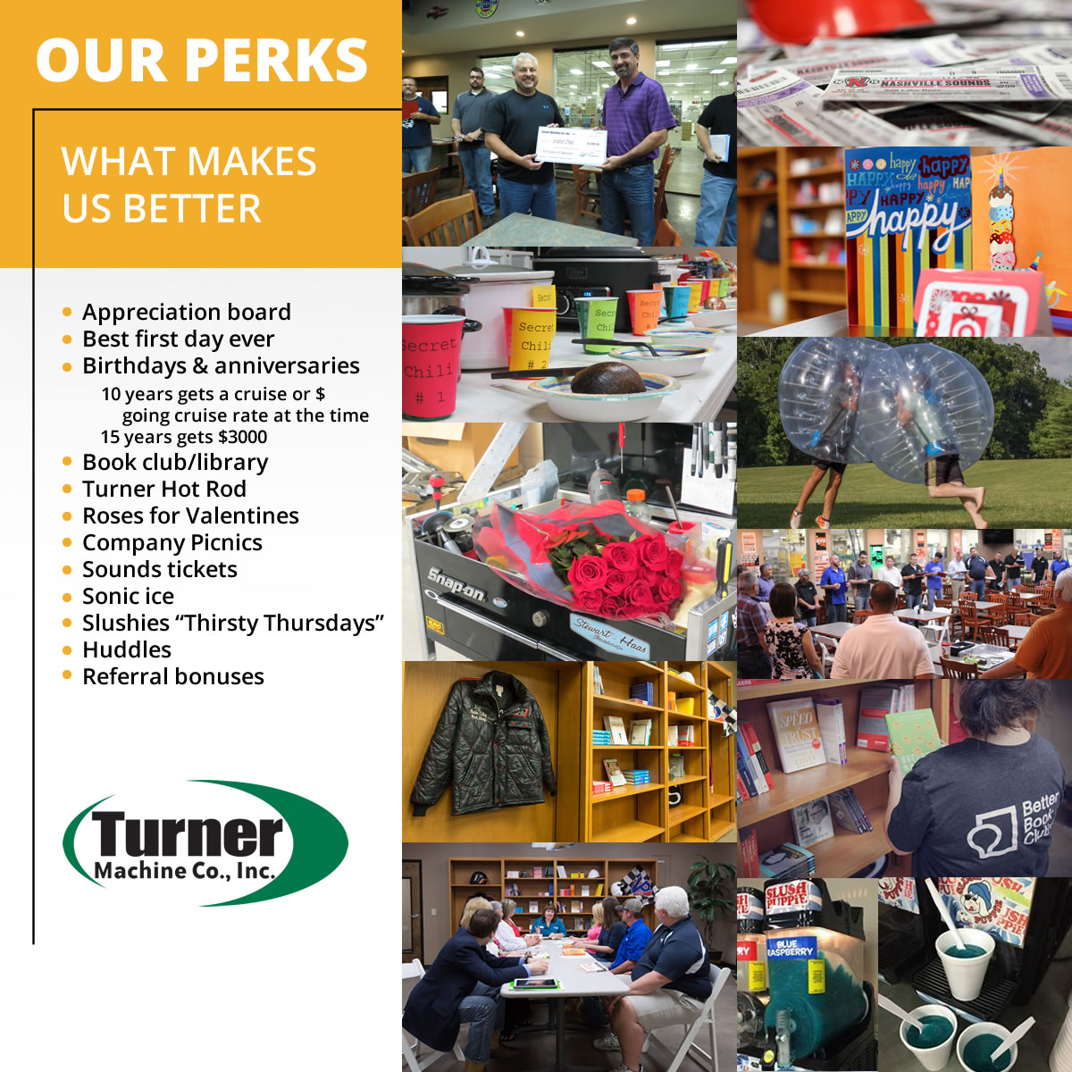 Our Perks, What Makes Turner Machine Better